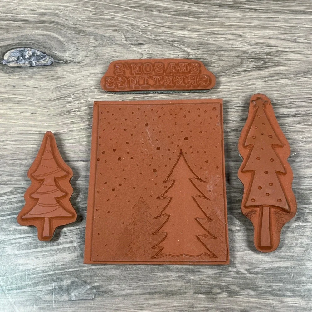 Vintage Stampin Up Christmas Rubber Stamp Lot 25pc Wood Block Holiday Winter
